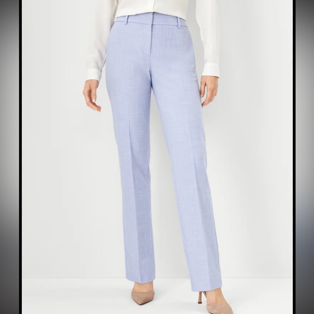 Ann Taylor The Petite Straight Pant in Cross Weave in Deep Wisteria